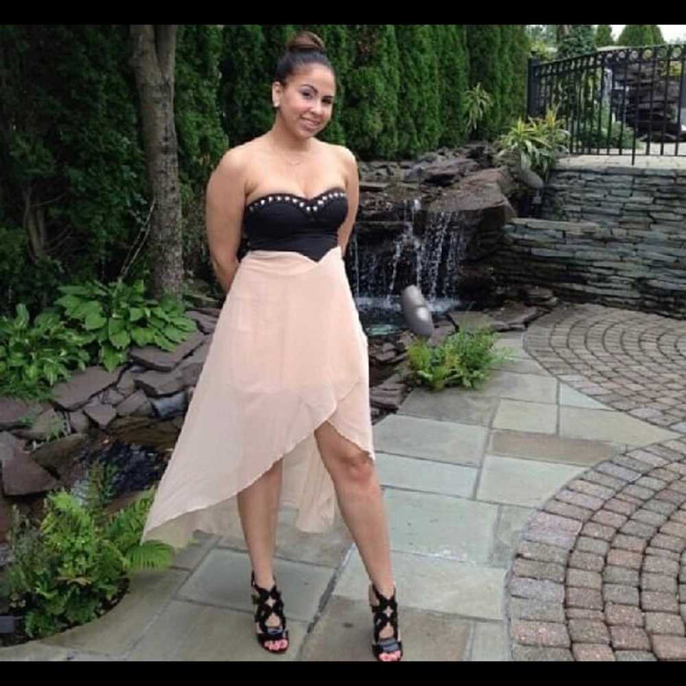 Strapless High low Dress with studs
